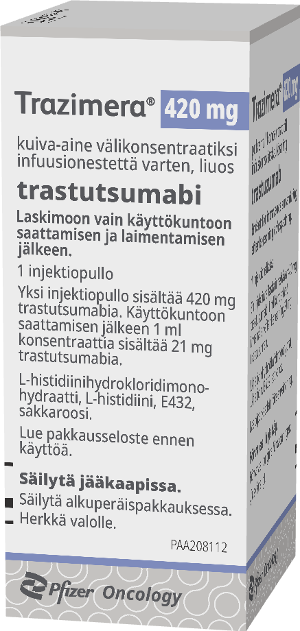 TRAZIMERA 420 mg kuiva-aine välikonsentraatiksi infuusionestettä varten, liuos 1 x 1 kpl