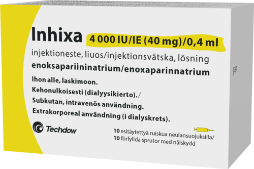 INHIXA 4000 IU (40 mg)/0,4 ml injektioneste, liuos, esitäytetty ruisku 10 x 0.4 ml