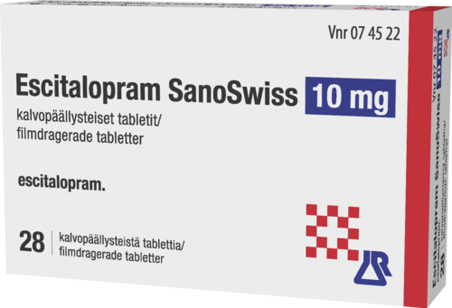 ESCITALOPRAM SANOSWISS 10 mg tabletti, kalvopäällysteinen 1 x 28 fol