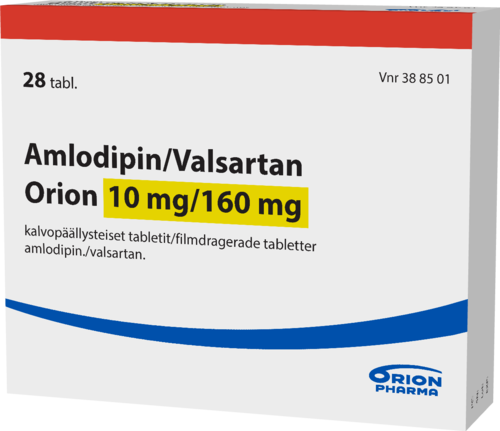 AMLODIPIN/VALSARTAN ORION 10/160 mg tabletti, kalvopäällysteinen 1 x 28 fol