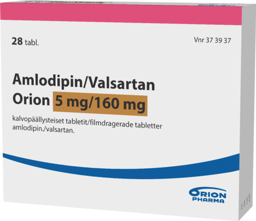 AMLODIPIN/VALSARTAN ORION 5/160 mg tabletti, kalvopäällysteinen 1 x 28 fol