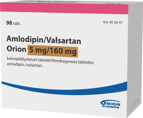 AMLODIPIN/VALSARTAN ORION 5/160 mg tabletti, kalvopäällysteinen 1 x 98 fol