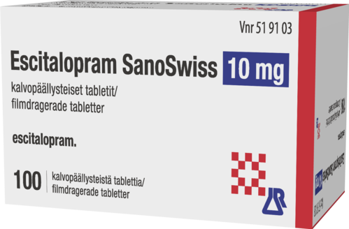 ESCITALOPRAM SANOSWISS 10 mg tabletti, kalvopäällysteinen 1 x 100 fol
