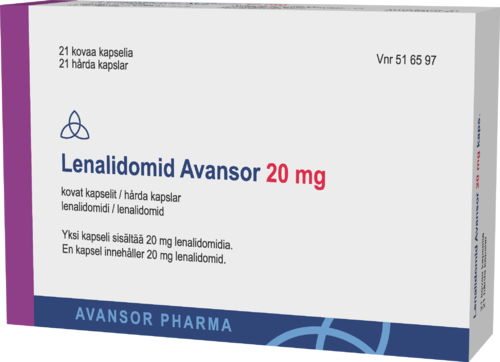 LENALIDOMID AVANSOR 20 mg kapseli, kova 1 x 21 fol