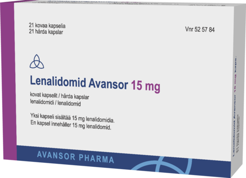 LENALIDOMID AVANSOR 15 mg kapseli, kova 1 x 21 fol