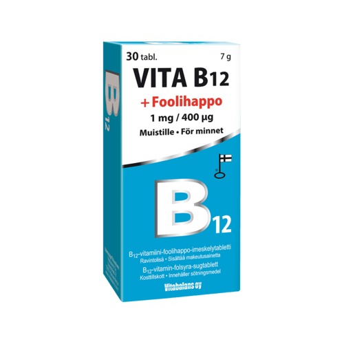 Vita B12 + foolihappo 1 mg/400 mikrog 30 tabl