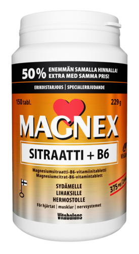 Magnex sitraatti 375 mg + B6 kampanjapakkaus 100 + 50 150 tabl