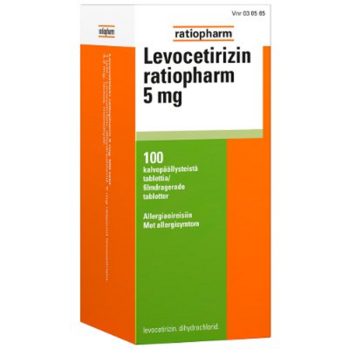 LEVOCETIRIZIN RATIOPHARM tabletti, kalvopäällysteinen 5 mg 100 fol