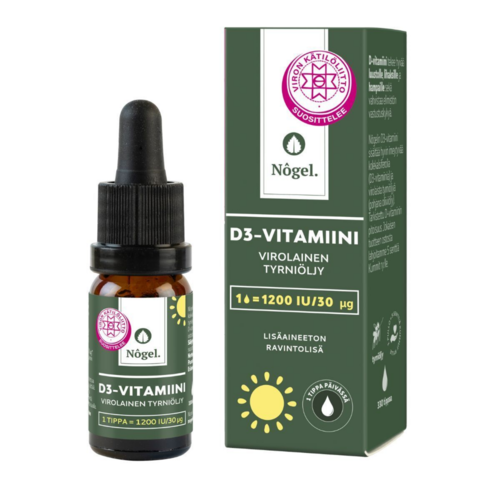 Nogel D3-vitamiini tyrniöljy 1200 IU/tippa 10 ml