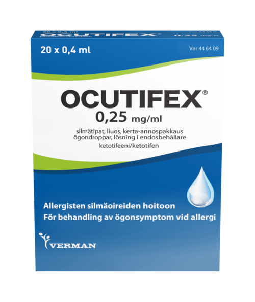 OCUTIFEX 0,25 mg/ml silmätipat, liuos, kerta-annospakkaus 20x0,4 ml