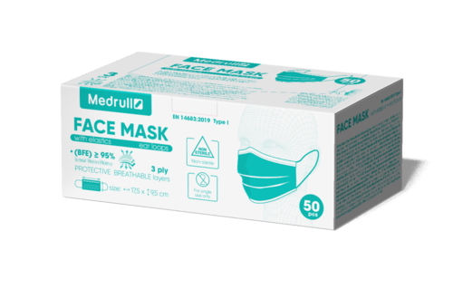 Medrull Face Mask kirurginen kasvonsuoja 50 kpl
