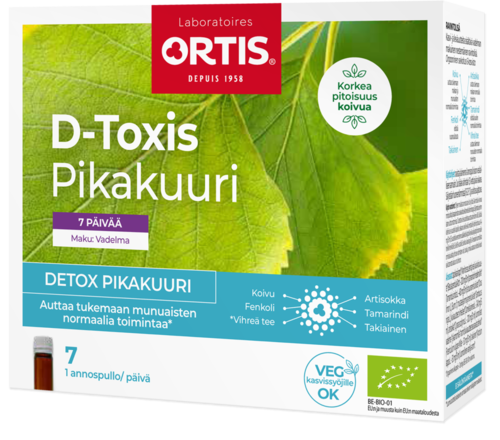 D-Toxis Detox Pikakuuri Vadelma Luomu BE-BIO-01 7x15 ml