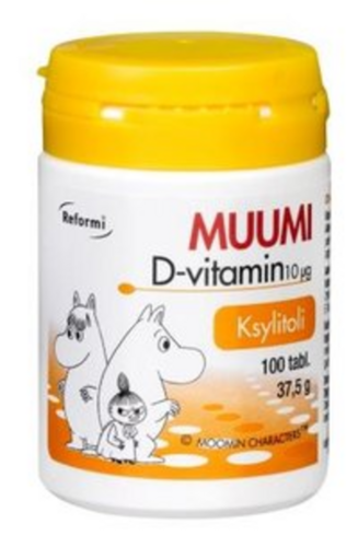 Moomin D-vitamin 10 mikrog xylit. appels. 100 tabl