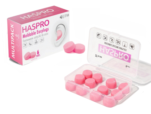 Haspro MOLDABLE silikonikorvatulp. pink. 6 paria