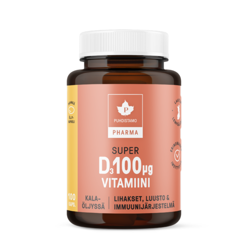 Puhdistamo Pharma Super D-vitamiini 100 mikrog 100 kaps