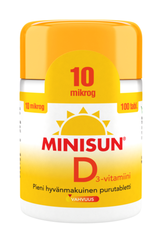 MINISUN D-VITAMIINI 10 MIKROG 100 PURUTABL