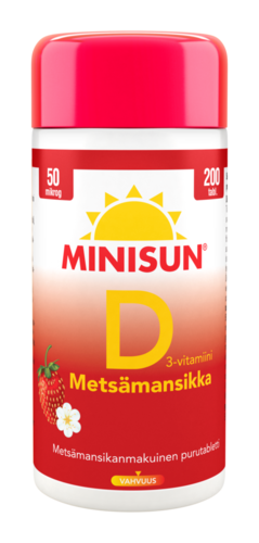 Minisun D-vitamiini Metsämansikka 50 mikrog 200 purutabl
