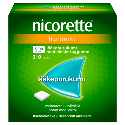 NICORETTE FRUITMINT lääkepurukumi 2 mg 210 fol