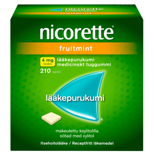 NICORETTE FRUITMINT lääkepurukumi 4 mg 210 fol