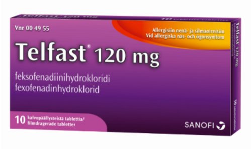 TELFAST tabletti, kalvopäällysteinen 120 mg 10 fol