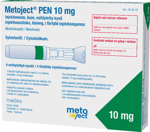 METOJECT PEN 10 mg injektioneste, liuos, esitäytetty kynä 4 x 0.2 ml