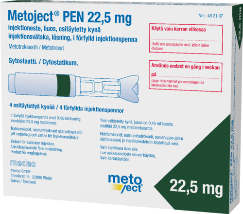 METOJECT PEN 22.5 mg injektioneste, liuos, esitäytetty kynä 4 x 0.45 ml