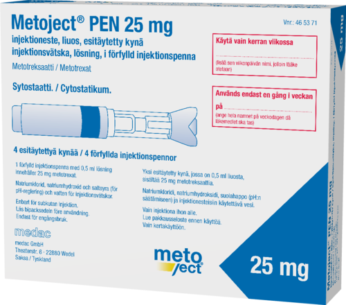 METOJECT PEN 25 mg injektioneste, liuos, esitäytetty kynä 4 x 0.5 ml