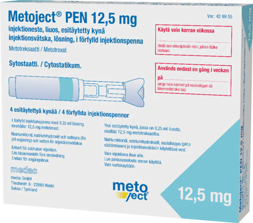 METOJECT PEN 12.5 mg injektioneste, liuos, esitäytetty kynä 4 x 0.25 ml