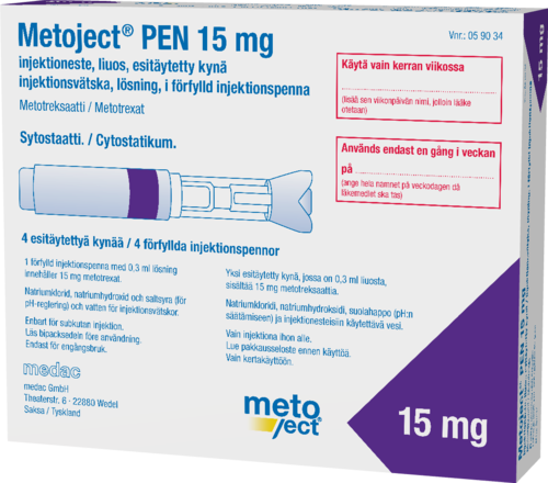 METOJECT PEN 15 mg injektioneste, liuos, esitäytetty kynä 4 x 0.3 ml